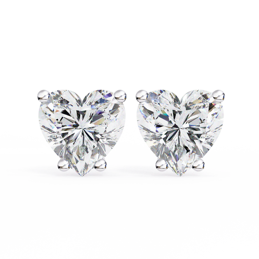 2.50 Carat Heart Cut Diamond Stud Earrings - Love Modern Jewelry