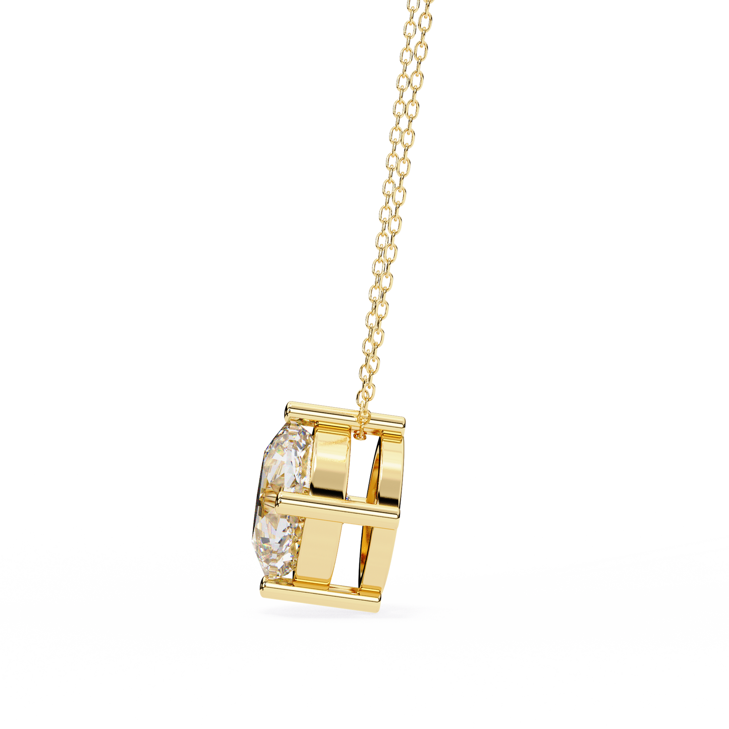 lgd solitaire pendant cushion square stone (2.32ct) in 14k gold without chain
