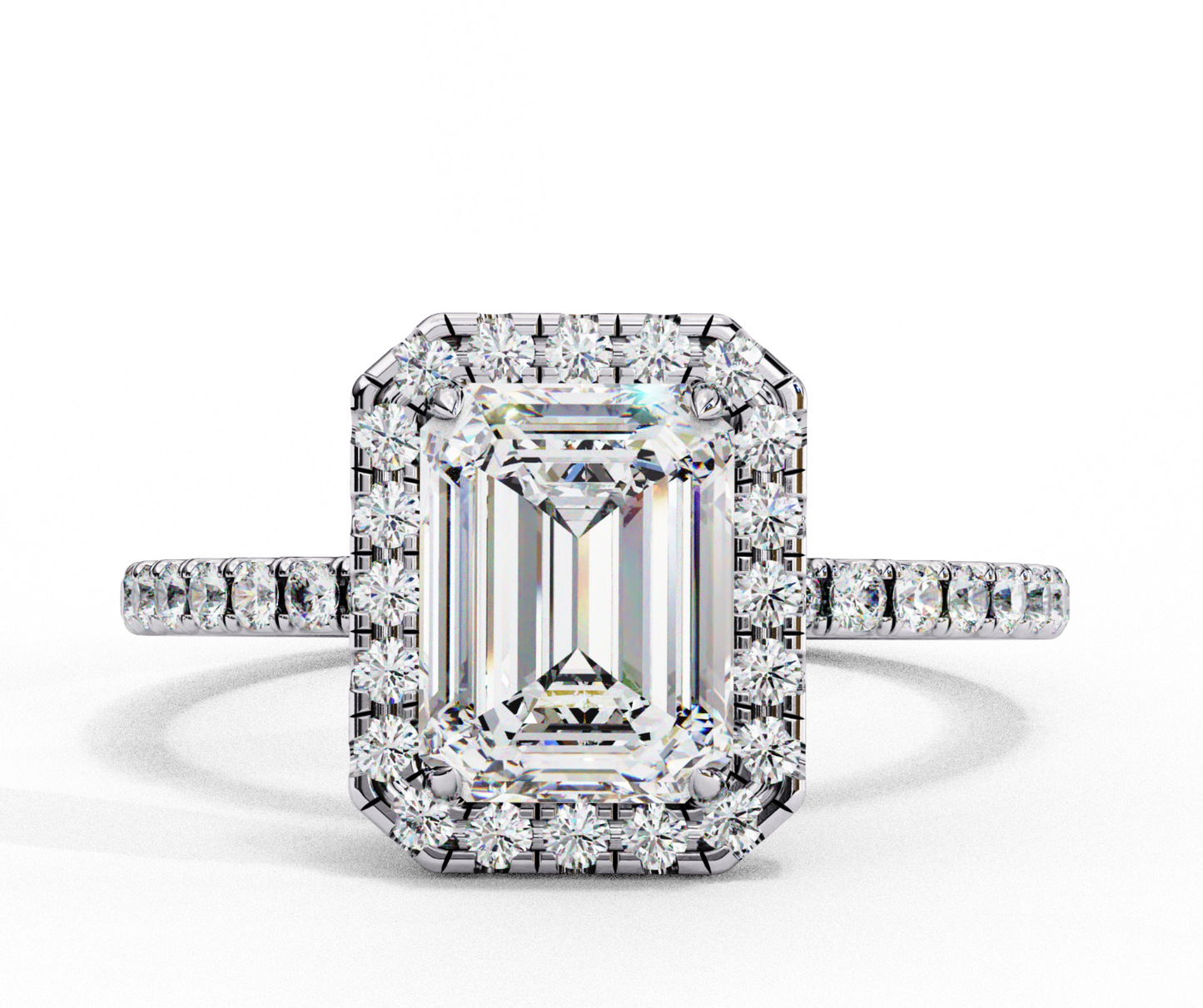 2.38 carat emerald cut halo diamond engagement ring for women – elegant bridal jewelry