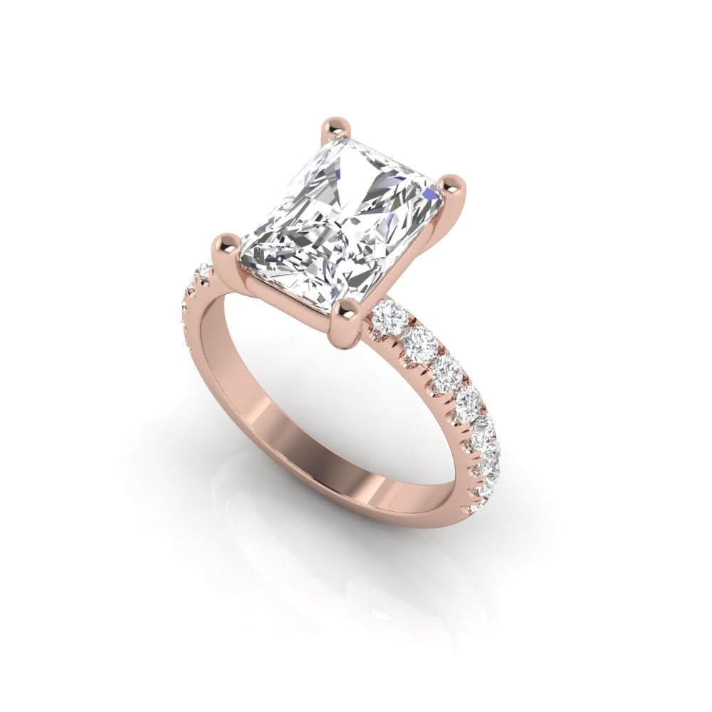 2.16 carat radiant cut solitaire diamond engagement ring with round side stones โ elegant bridal ring