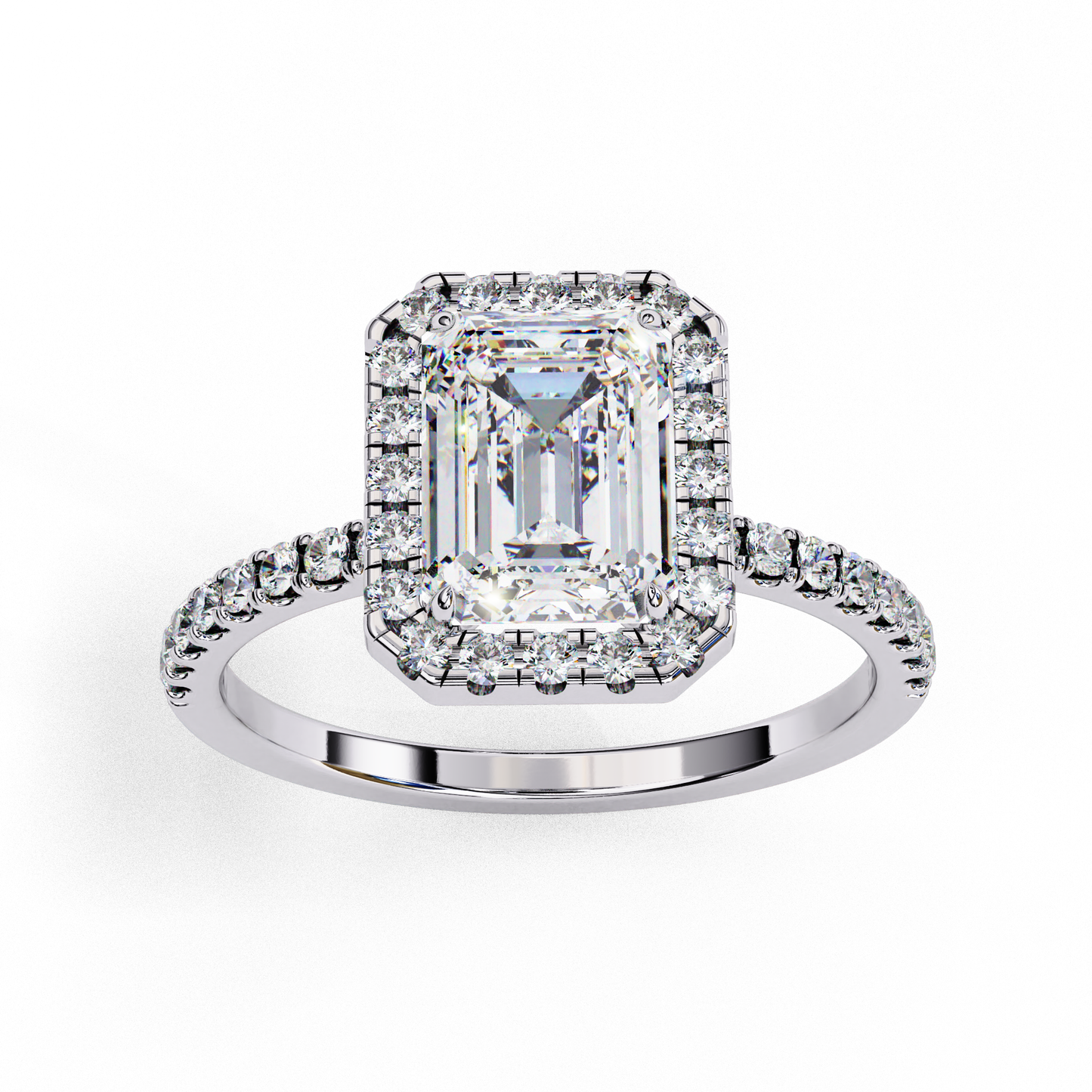 2.38 carat emerald cut halo diamond engagement ring for women – elegant bridal jewelry