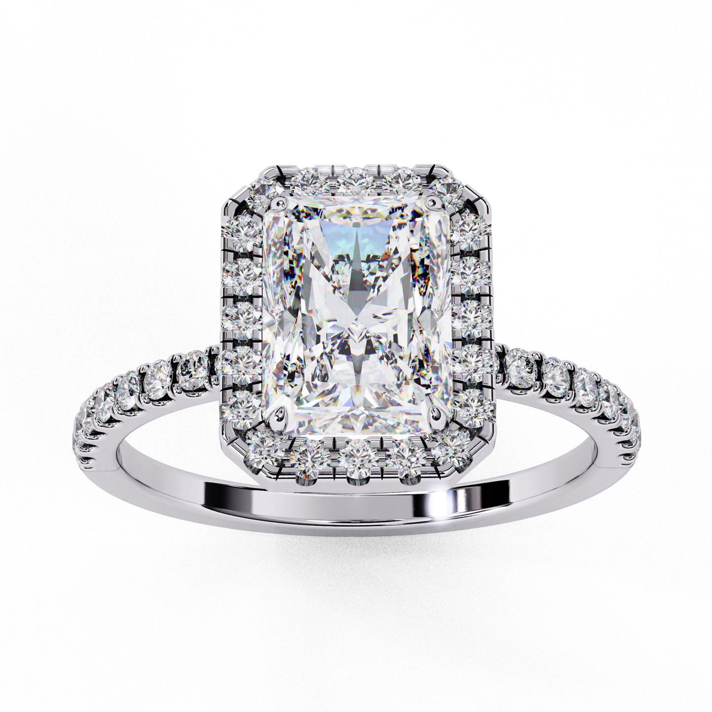 2.38 carat radiant cut halo diamond engagement ring for women – luxury bridal jewelry