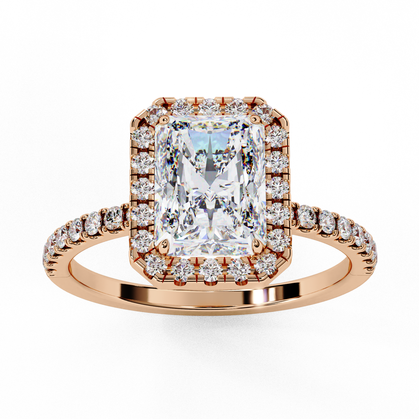 2.38 carat radiant cut halo diamond engagement ring for women – luxury bridal jewelry