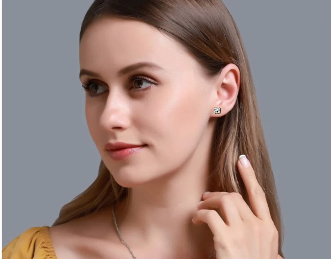 2.25 carat cushion cut diamond stud earrings - classic jewelry