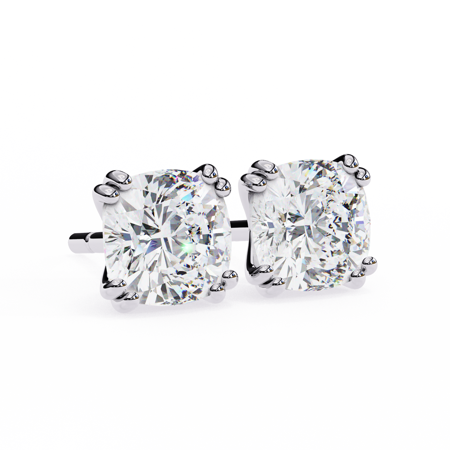 2.25 carat cushion cut diamond stud earrings - classic jewelry