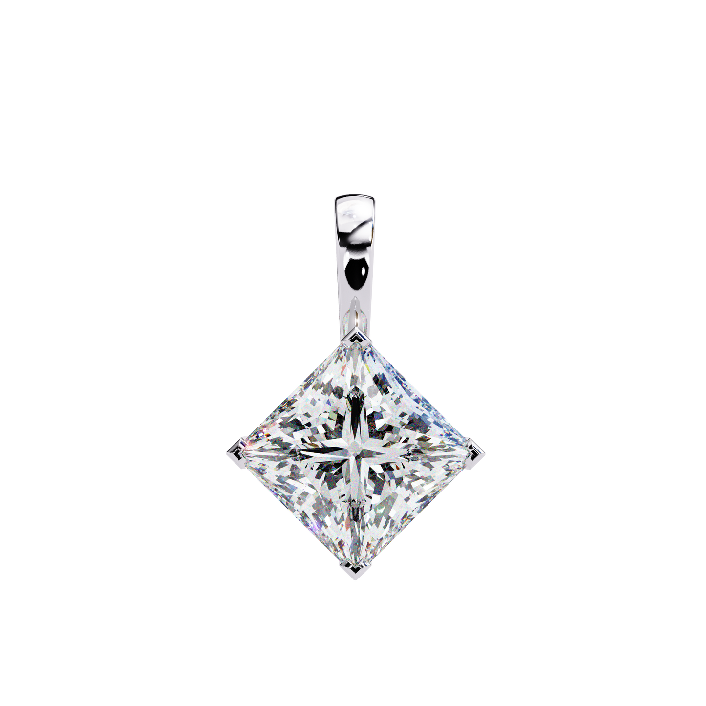 lgd solitaire pendant princess stone (2.87ct pair ) in 14k gold without chain