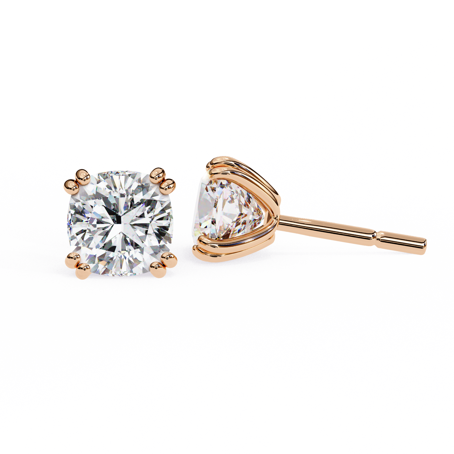2.25 carat cushion cut diamond stud earrings - classic jewelry