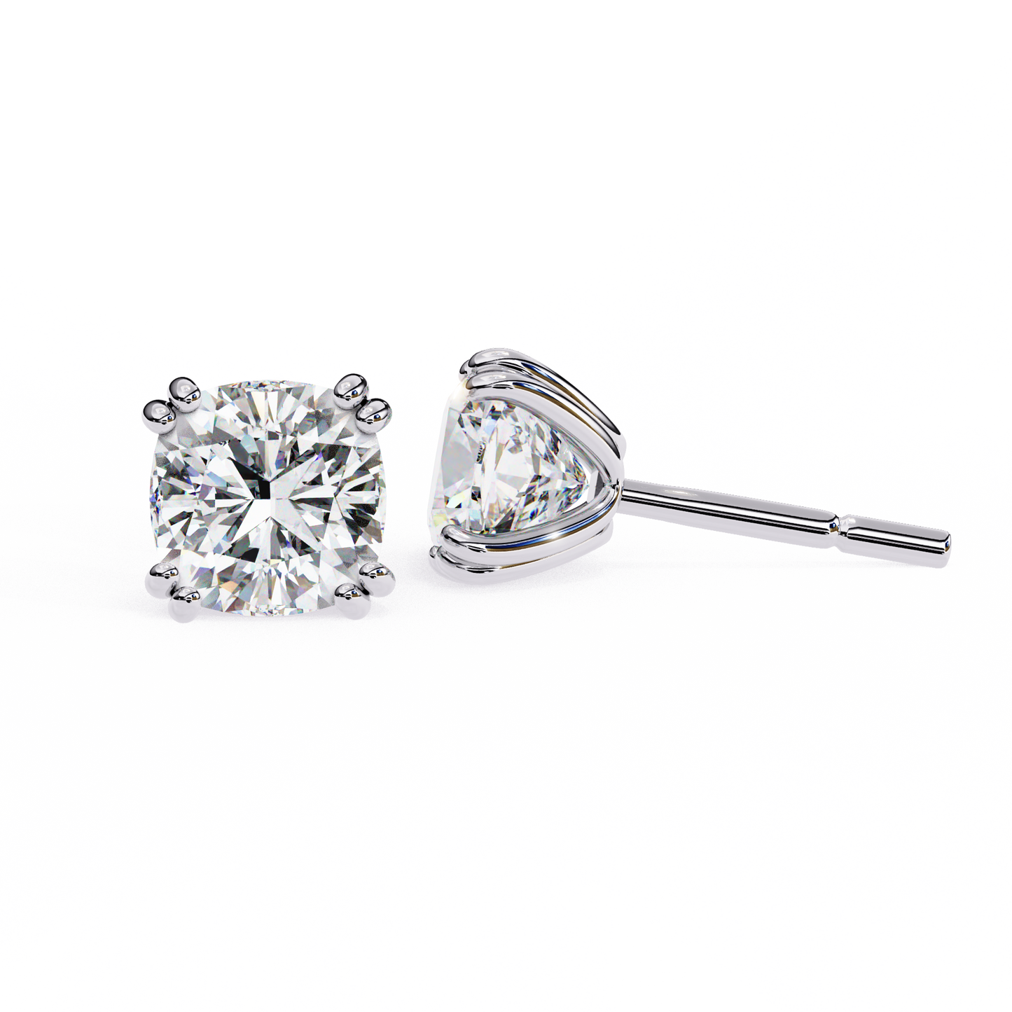 2.25 carat cushion cut diamond stud earrings - classic jewelry