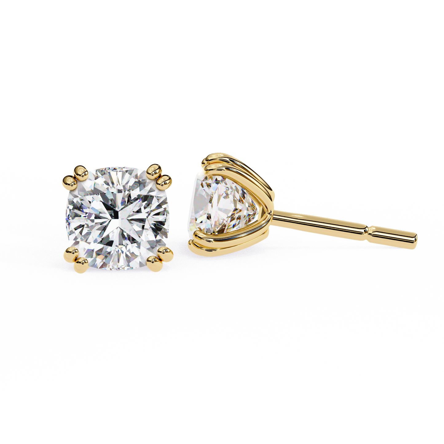 2.25 carat cushion cut diamond stud earrings - classic jewelry