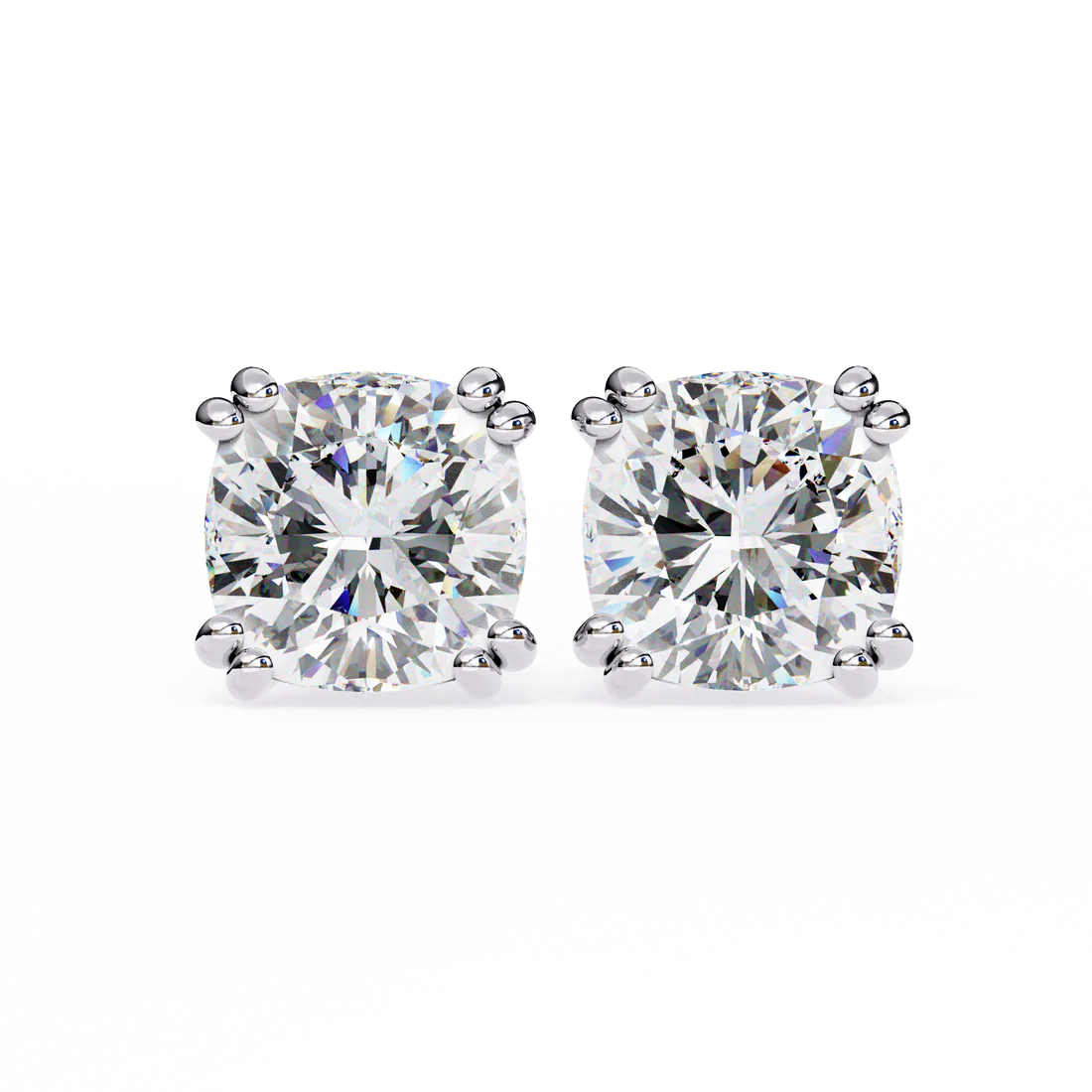 2.25 carat cushion cut diamond stud earrings - classic jewelry