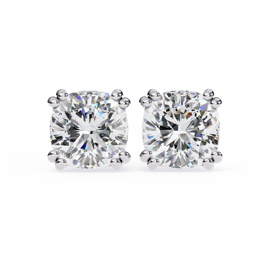 2.25 Carat Cushion Cut Diamond Stud Earrings - Classic Jewelry