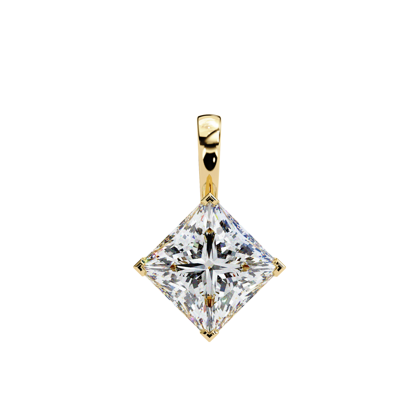 lgd solitaire pendant princess stone (2.87ct pair ) in 14k gold without chain