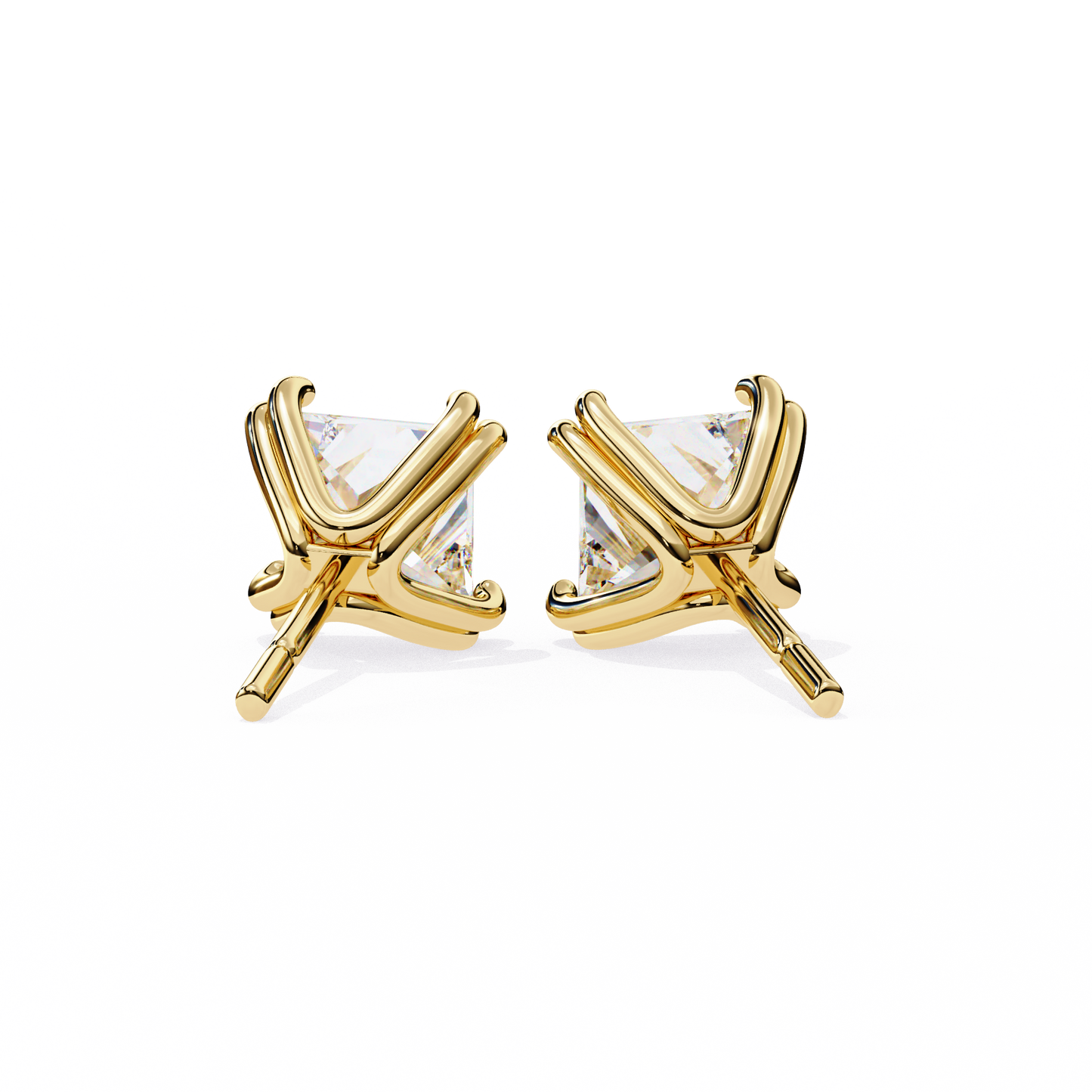 2.50 carat princess cut diamond stud earrings - modern jewelry
