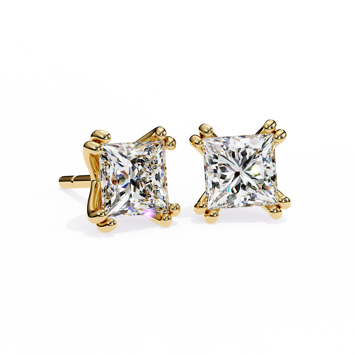2.50 carat princess cut diamond stud earrings - modern jewelry