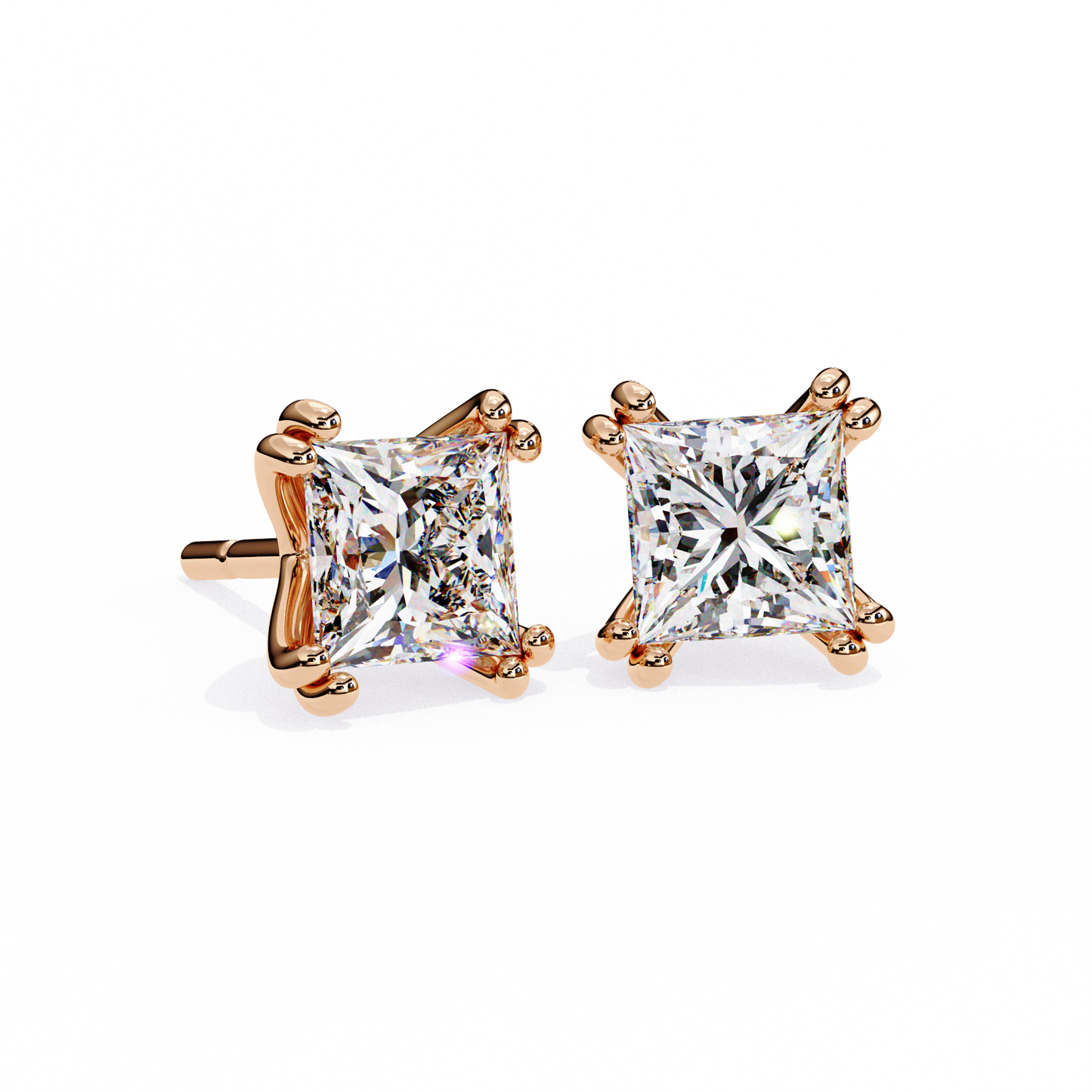 2.50 carat princess cut diamond stud earrings - modern jewelry