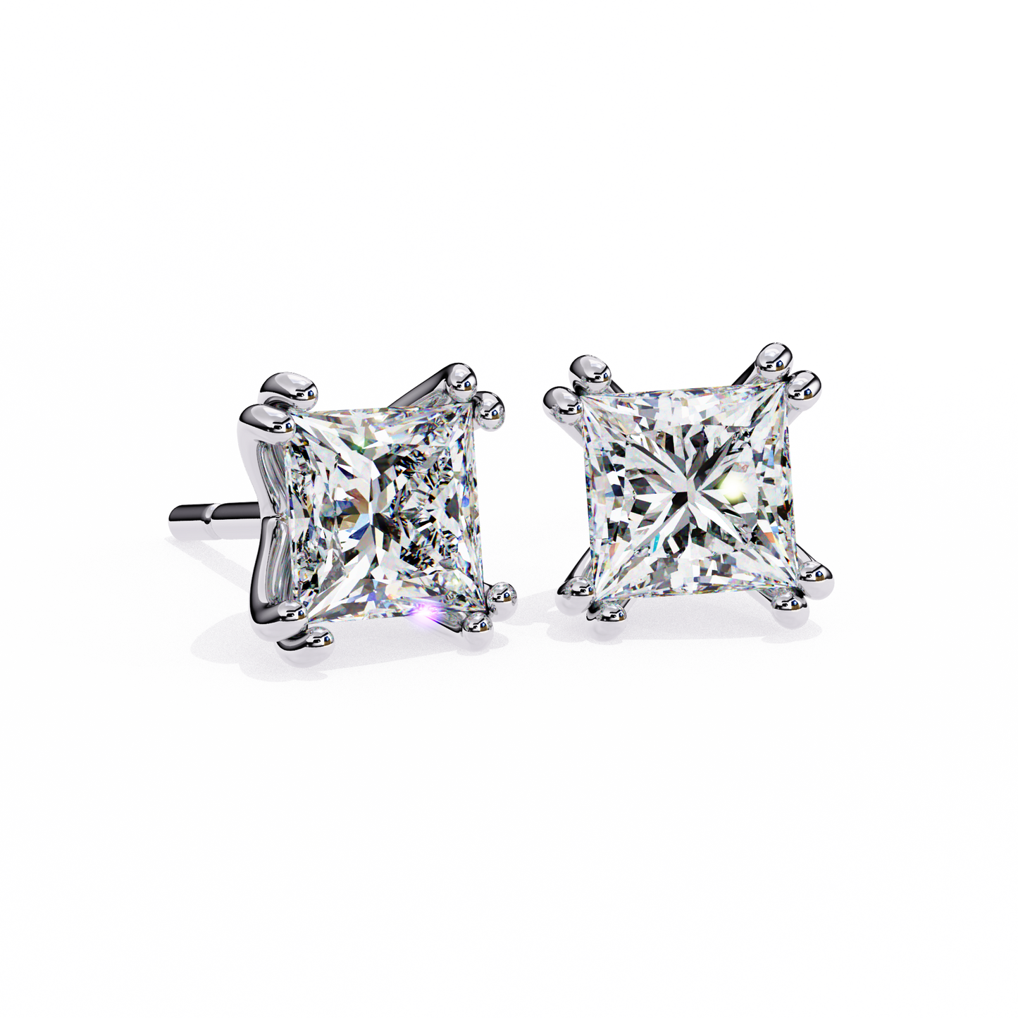 2.50 carat princess cut diamond stud earrings - modern jewelry