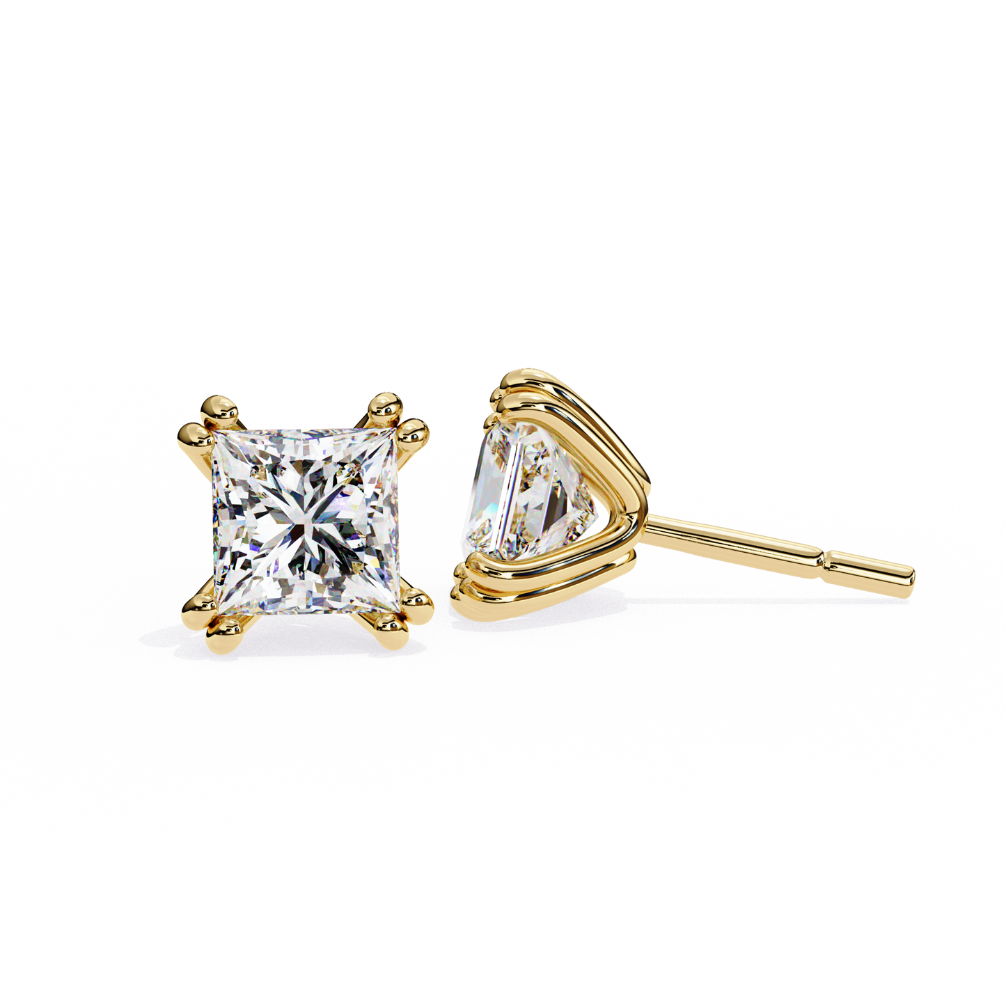 2.50 carat princess cut diamond stud earrings - modern jewelry