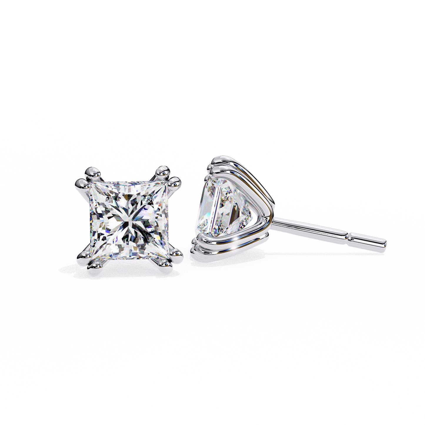2.50 carat princess cut diamond stud earrings - modern jewelry