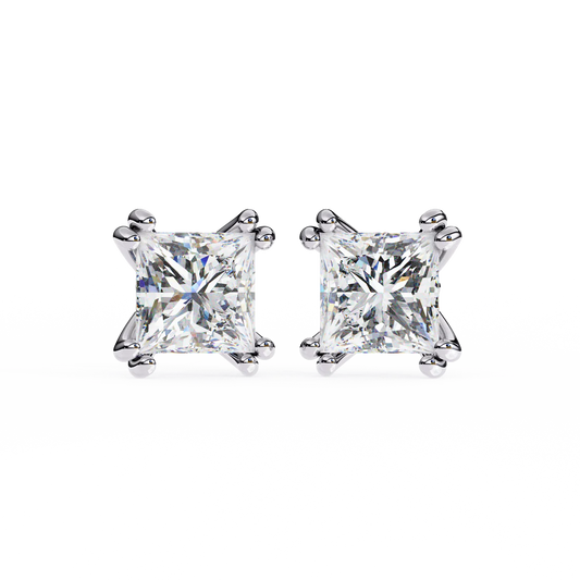 2.50 Carat Princess Cut Diamond Stud Earrings - Modern Jewelry