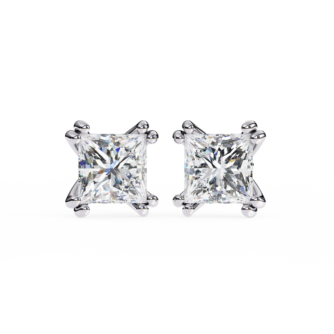 2.50 carat princess cut diamond stud earrings - modern jewelry