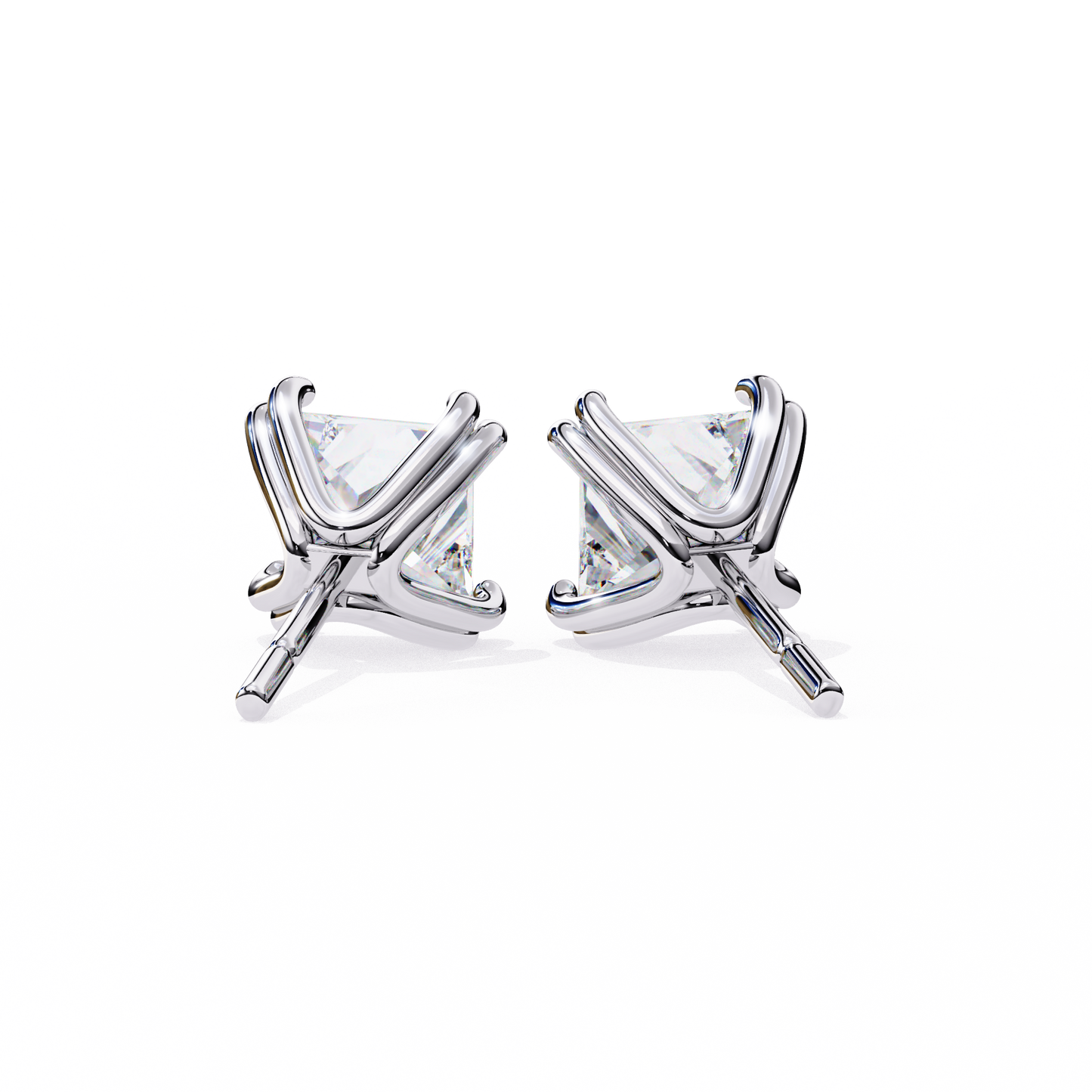 2.50 carat princess cut diamond stud earrings - modern jewelry