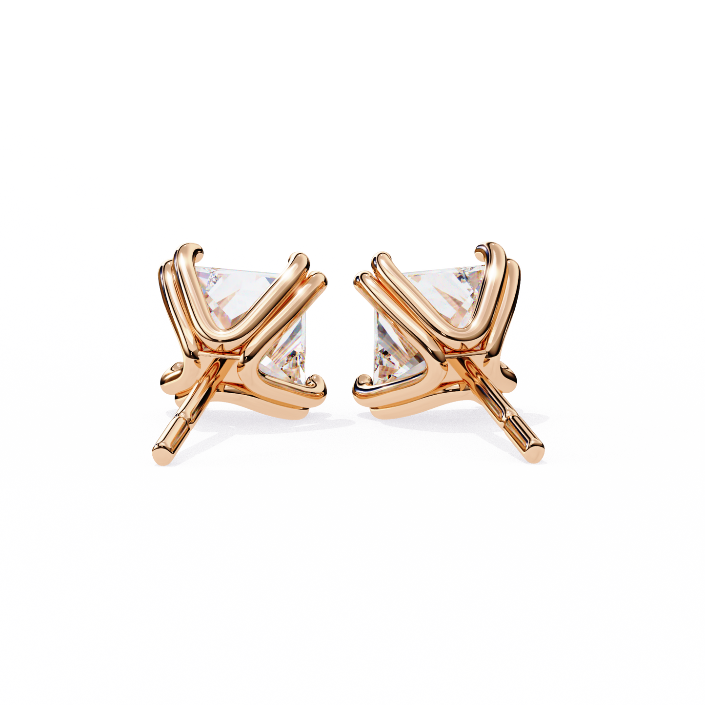 2.50 carat princess cut diamond stud earrings - modern jewelry