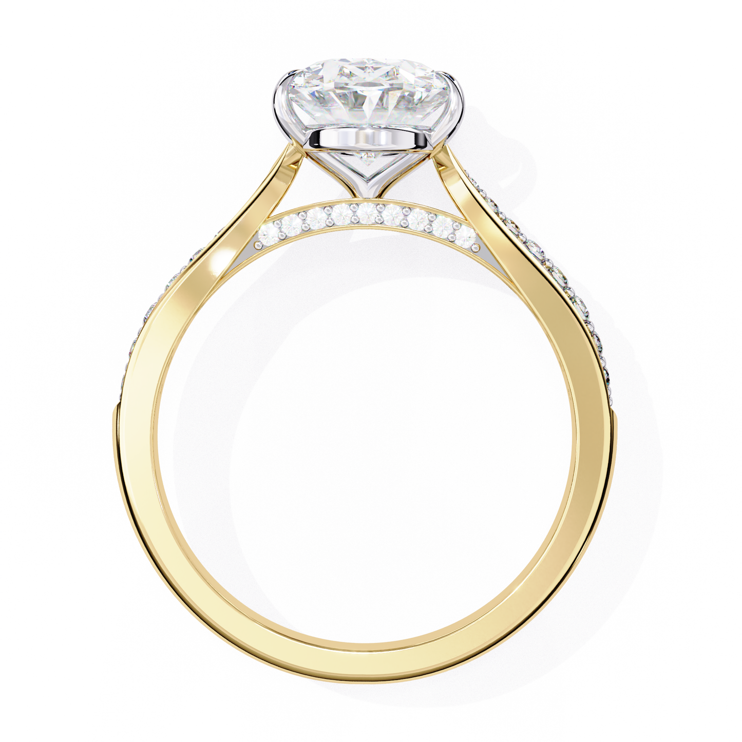 2.34 carat oval cut hidden halo diamond engagement ring with round side stones – elegant bridal jewelry