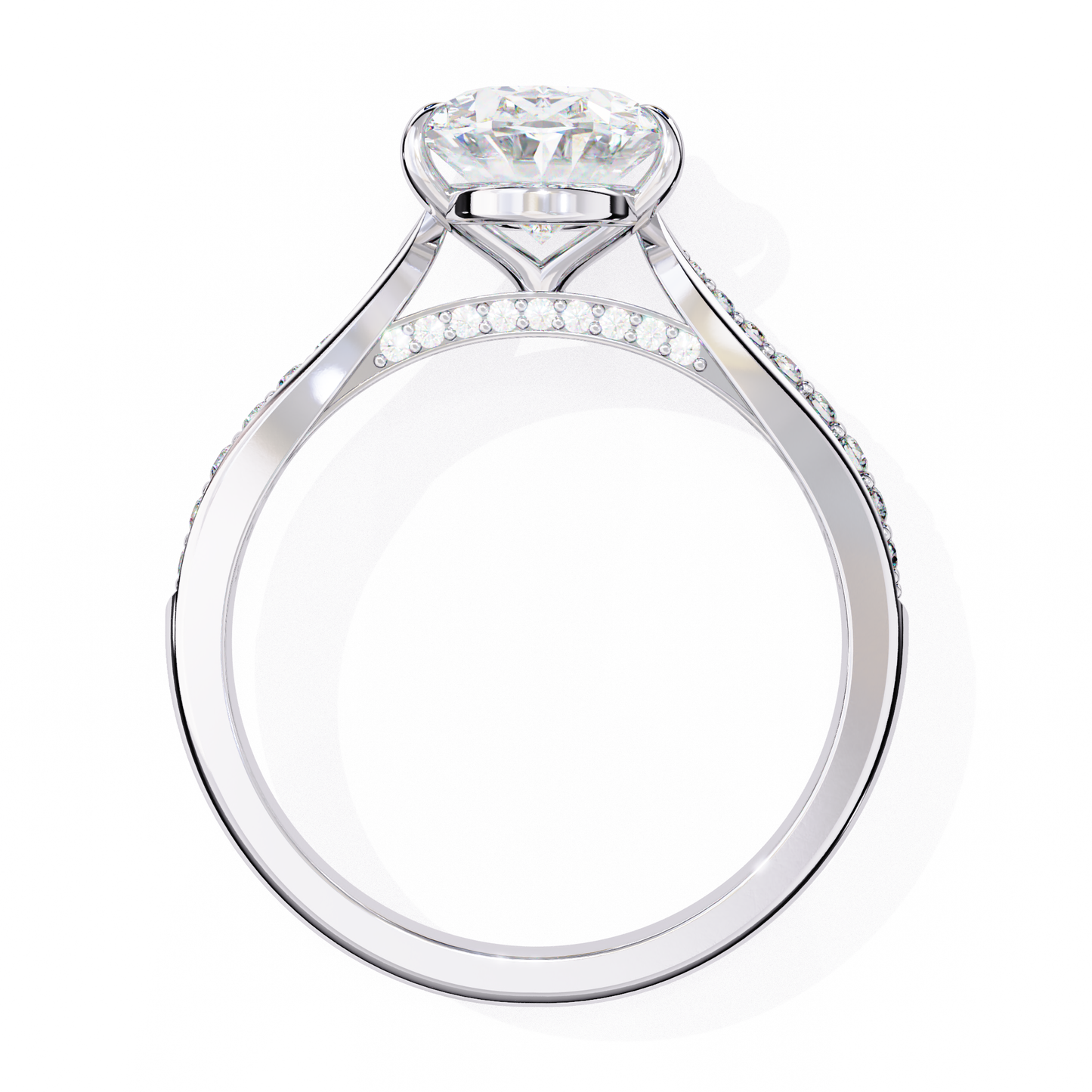 2.34 carat oval cut hidden halo diamond engagement ring with round side stones – elegant bridal jewelry