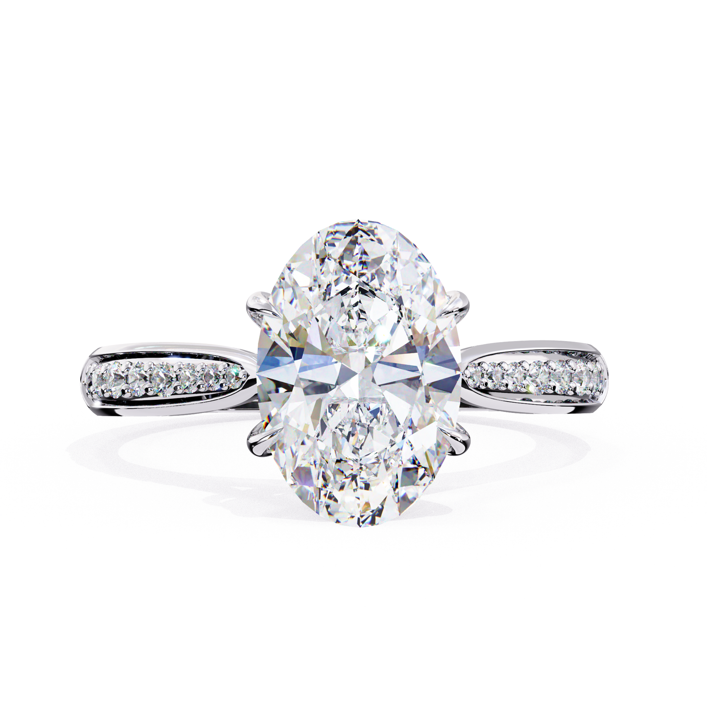 2.34 carat oval cut hidden halo diamond engagement ring with round side stones – elegant bridal jewelry