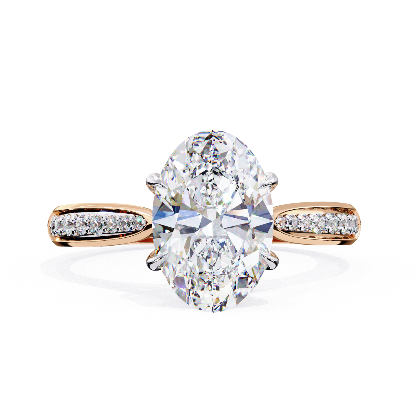 2.34 carat oval cut hidden halo diamond engagement ring with round side stones – elegant bridal jewelry