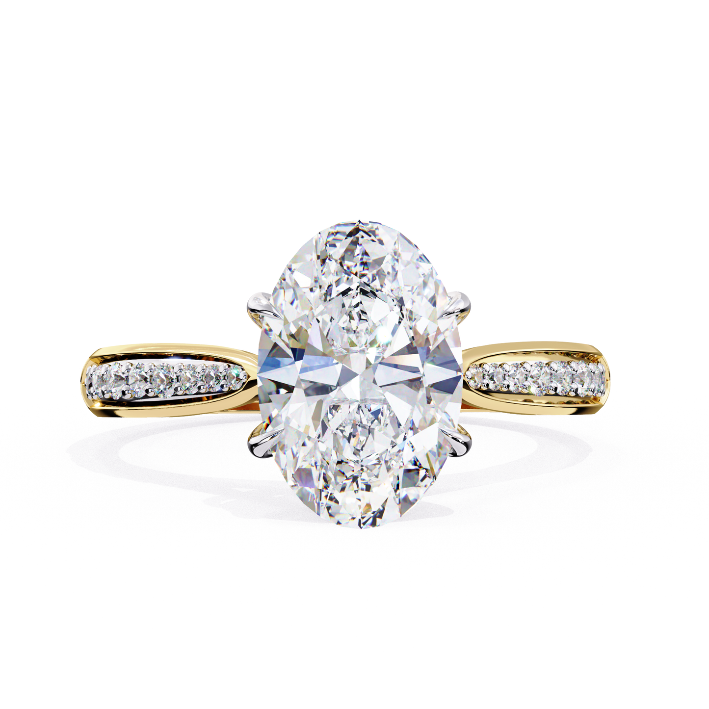 2.34 carat oval cut hidden halo diamond engagement ring with round side stones – elegant bridal jewelry