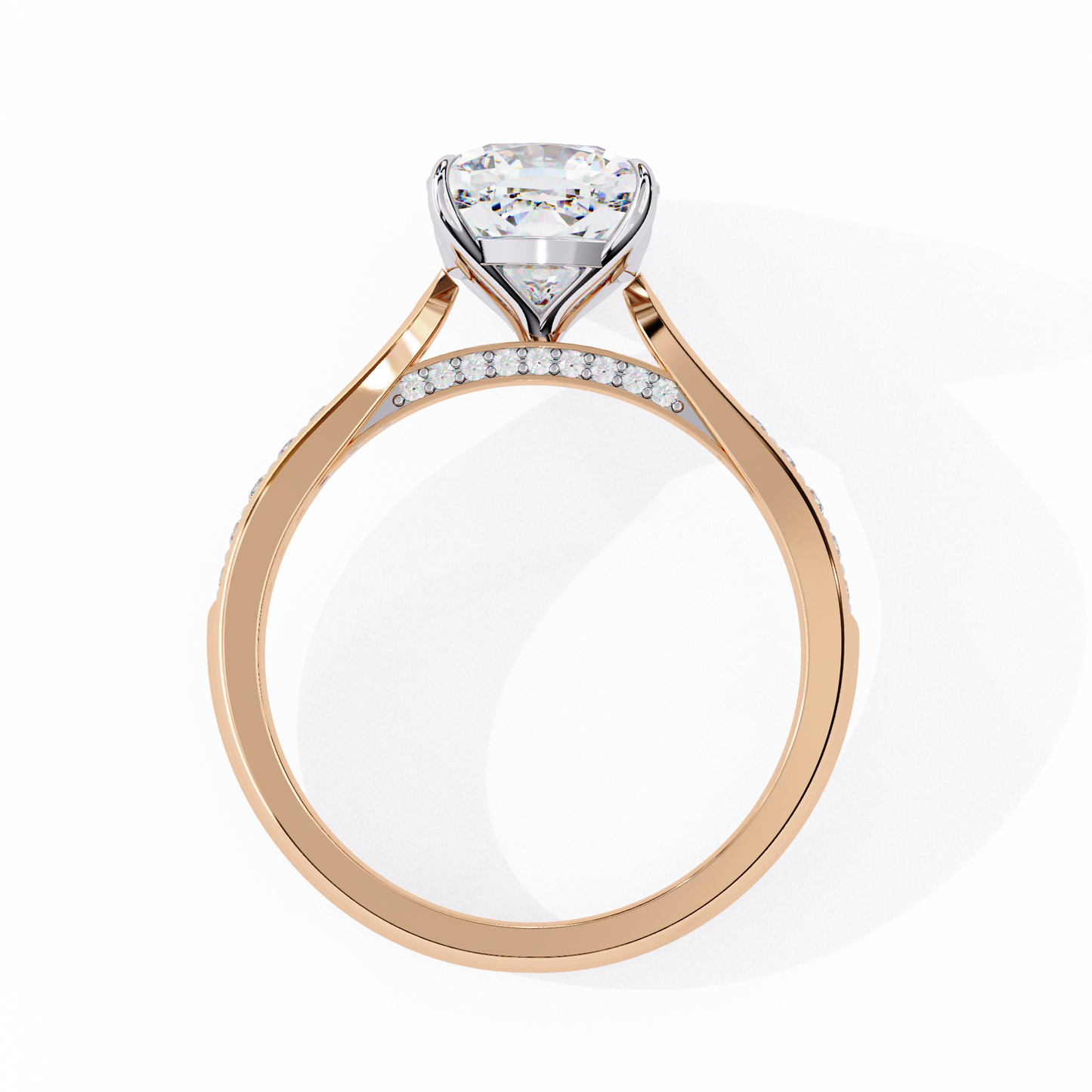 1.34 carat cushion cut hidden halo diamond engagement ring with round side stones – elegant bridal jewelry