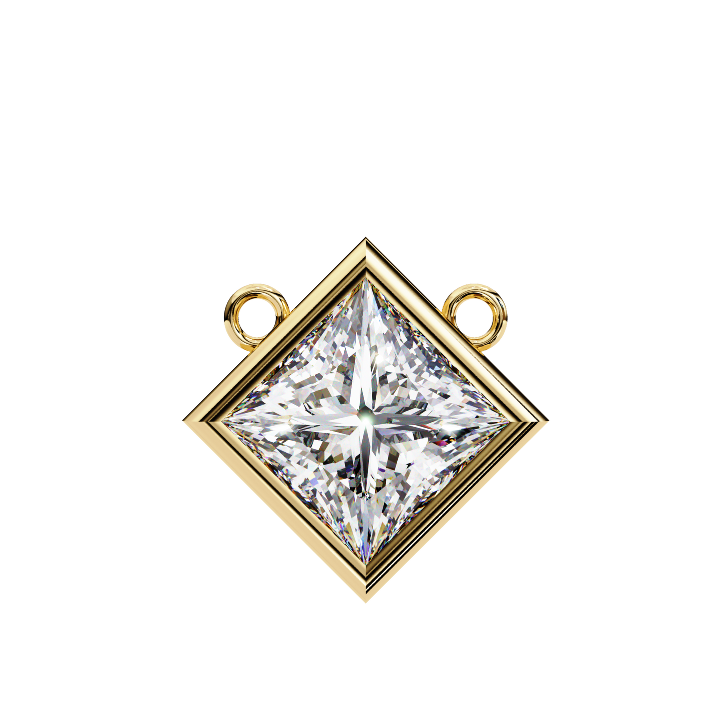 lgd solitaire pendant princess stone (2.01ct pair ) in 14k gold without chain