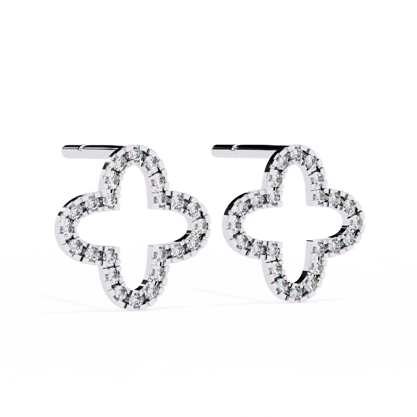 0.96 carat round cut diamond clover shape studs earrings – classic diamond jewelry