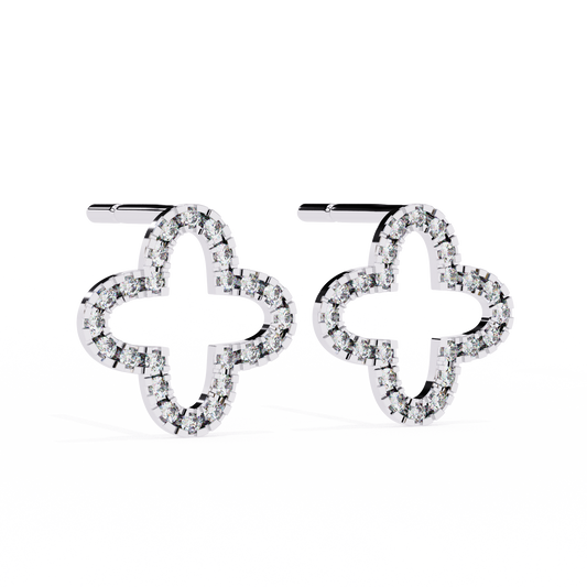 0.96 Carat Round Cut Diamond Clover Shape Studs Earrings – Classic Diamond Jewelry