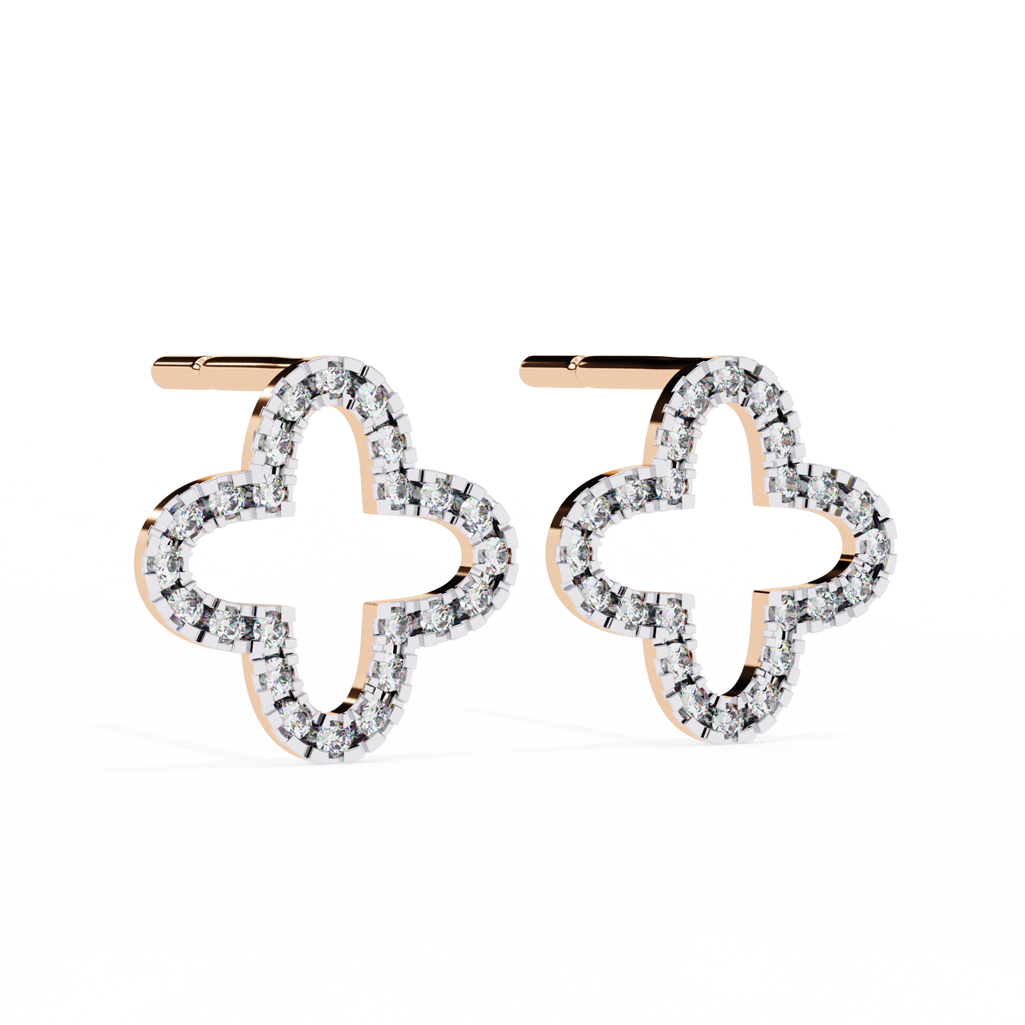 0.96 carat round cut diamond clover shape studs earrings – classic diamond jewelry