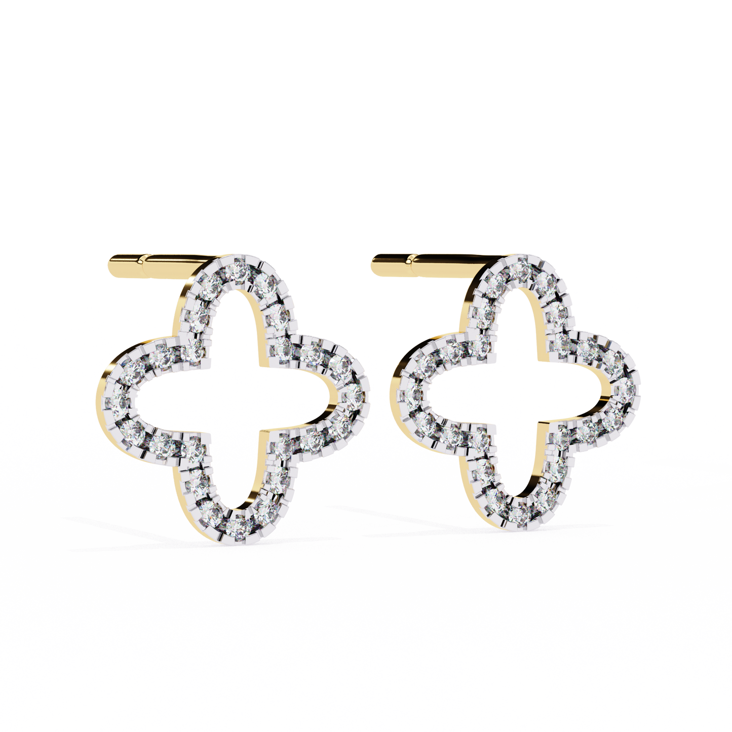 0.96 carat round cut diamond clover shape studs earrings – classic diamond jewelry