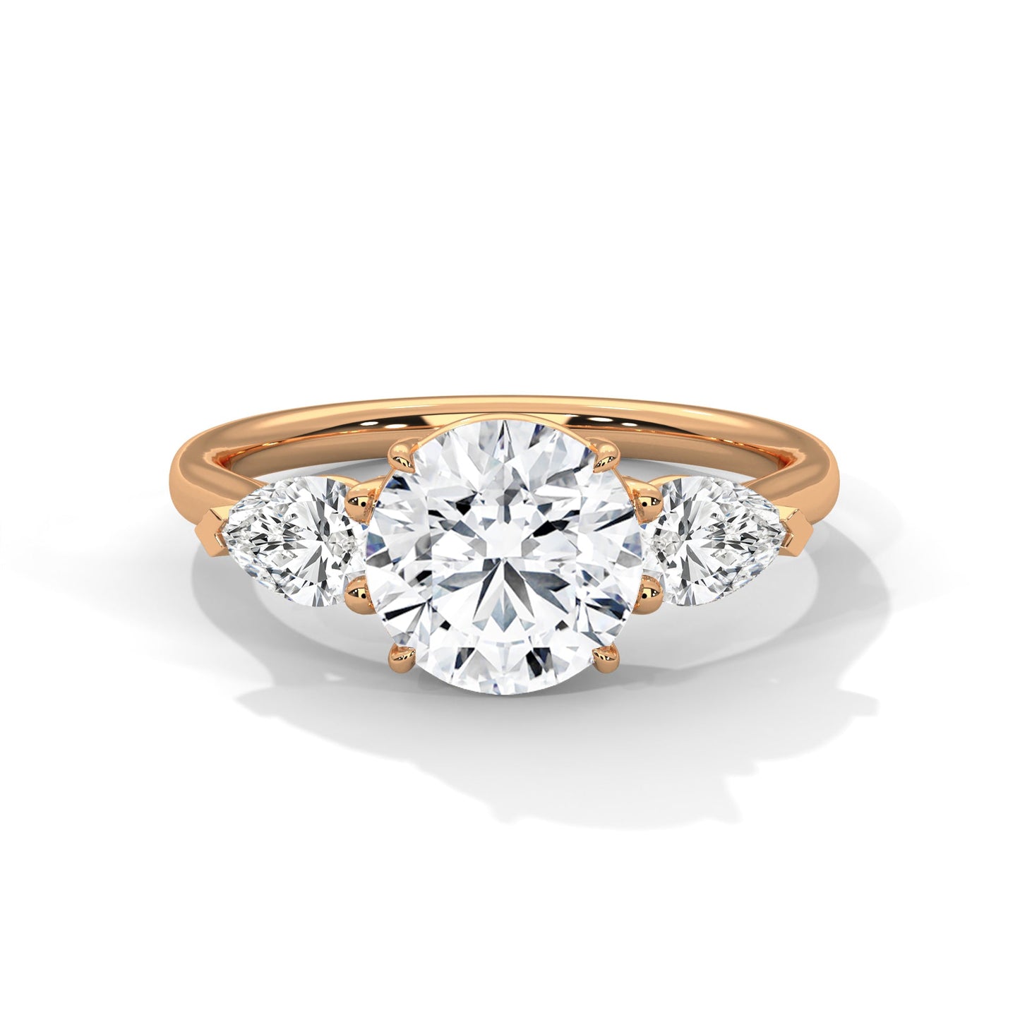 women’s 3.00 carat three-stone round & pear cut solitaire diamond engagement ring