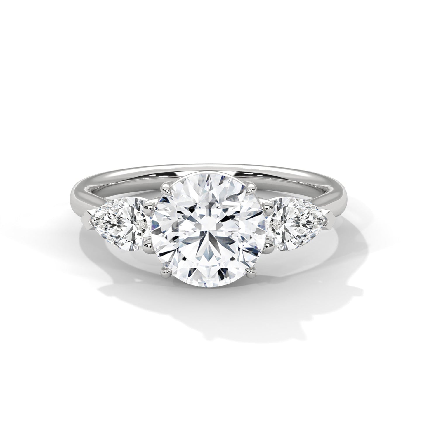 women’s 3.00 carat three-stone round & pear cut solitaire diamond engagement ring