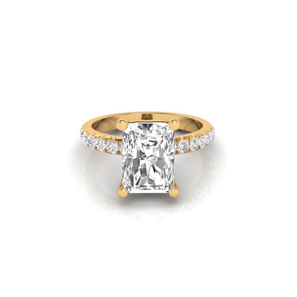 2.16 carat radiant cut solitaire diamond engagement ring with round side stones โ elegant bridal ring