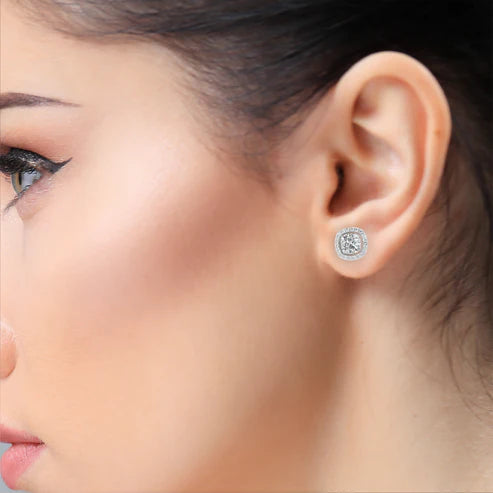 2.40 carat cushion cut studs diamond earrings – elegant fine jewelry