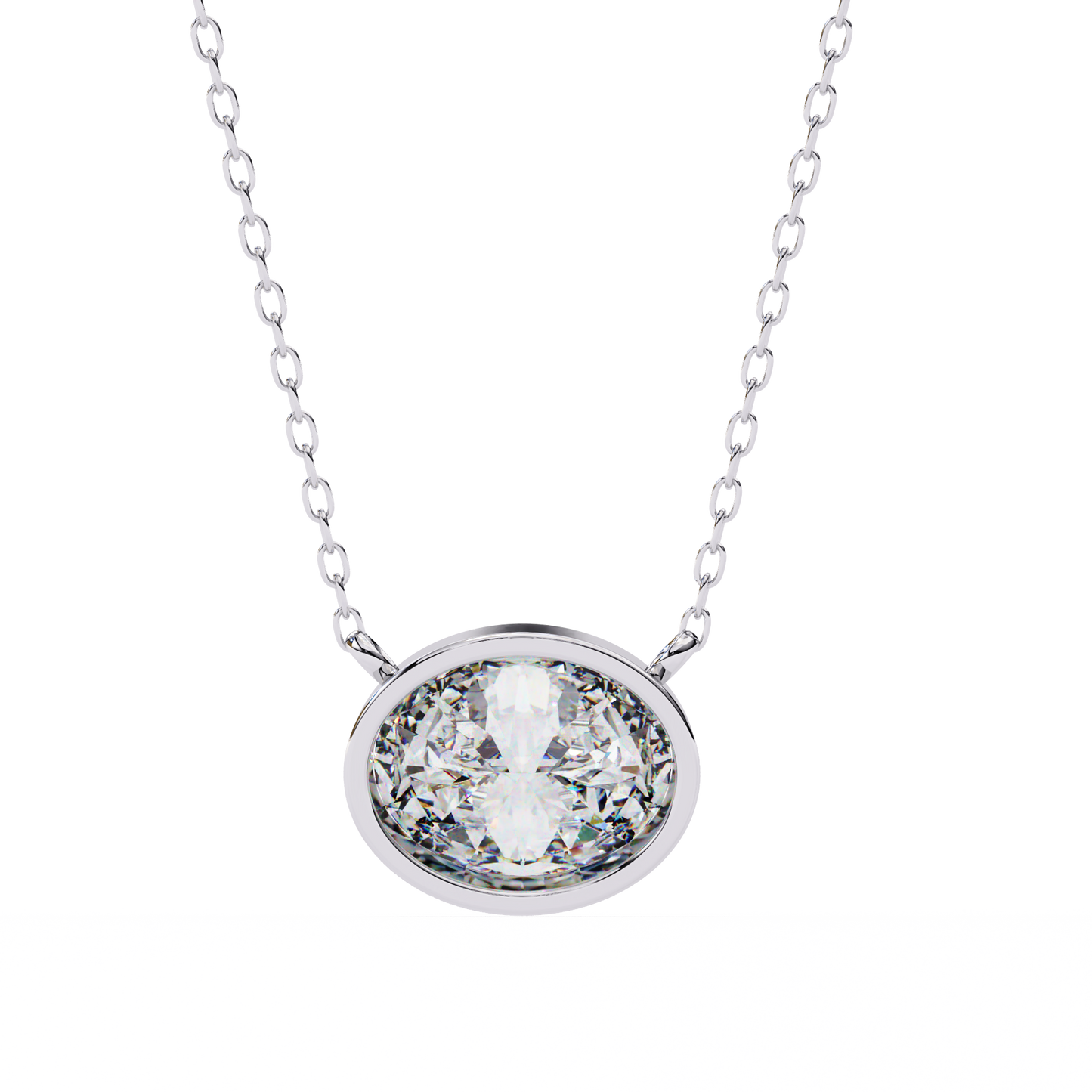 2.00 carat oval cut bezel set diamond solitaire pendant necklace – fine jewelry