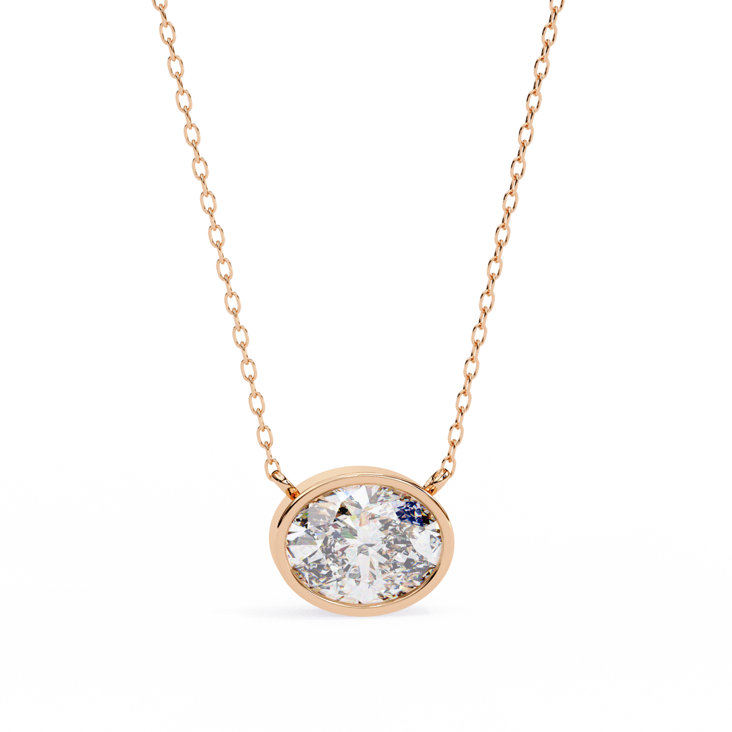 2.00 carat oval cut bezel set diamond solitaire pendant necklace – fine jewelry