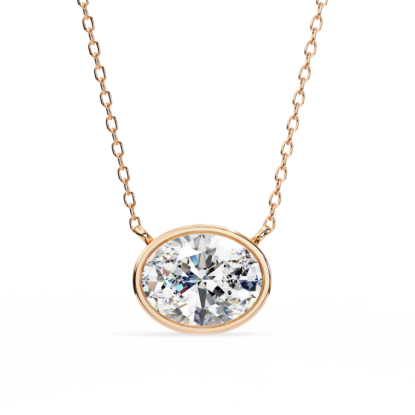 2.00 carat oval cut bezel set diamond solitaire pendant necklace – fine jewelry