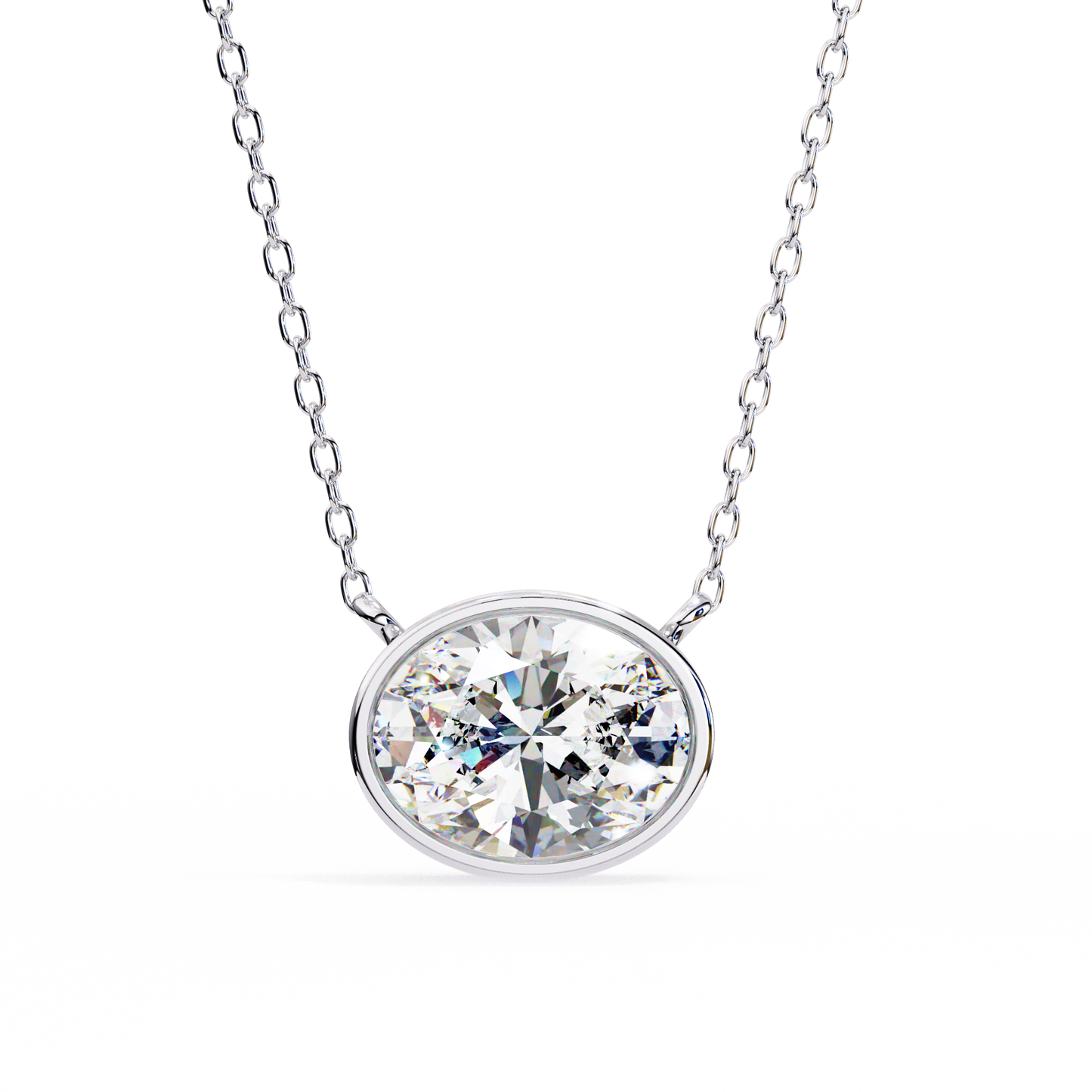 2.00 carat oval cut bezel set diamond solitaire pendant necklace – fine jewelry