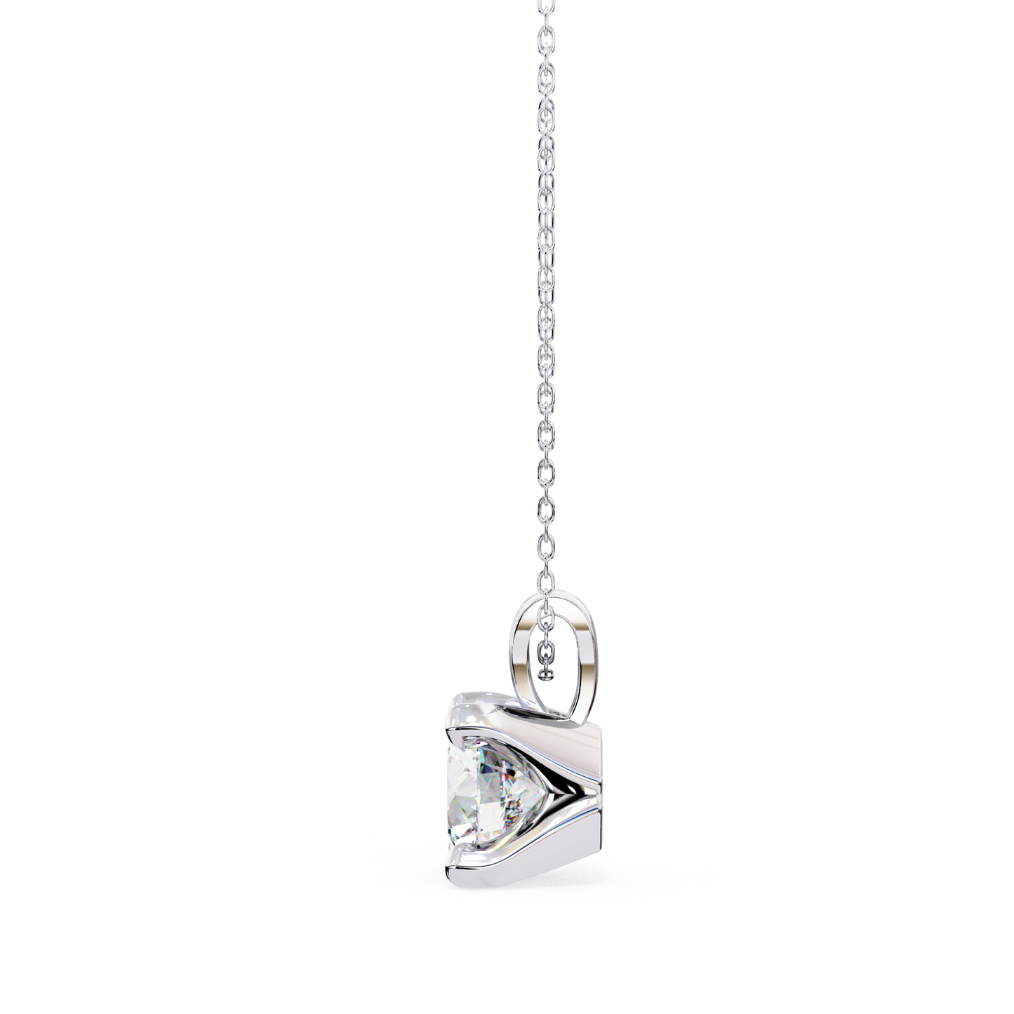 lgd solitaire pendant round stone (2.18ct) in 14k gold without chain