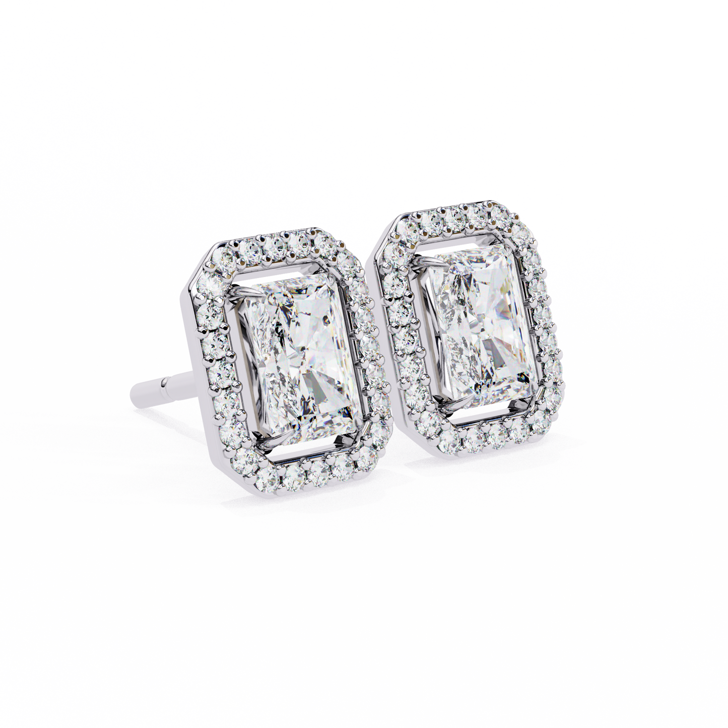 2.84 carat radiant cut diamond halo earrings – luxury fine jewelry