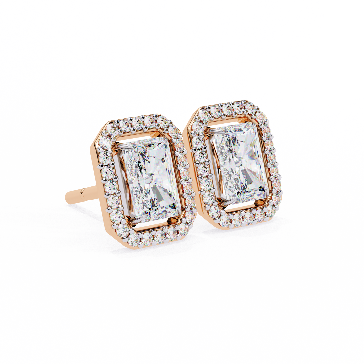 2.84 carat radiant cut diamond halo earrings – luxury fine jewelry