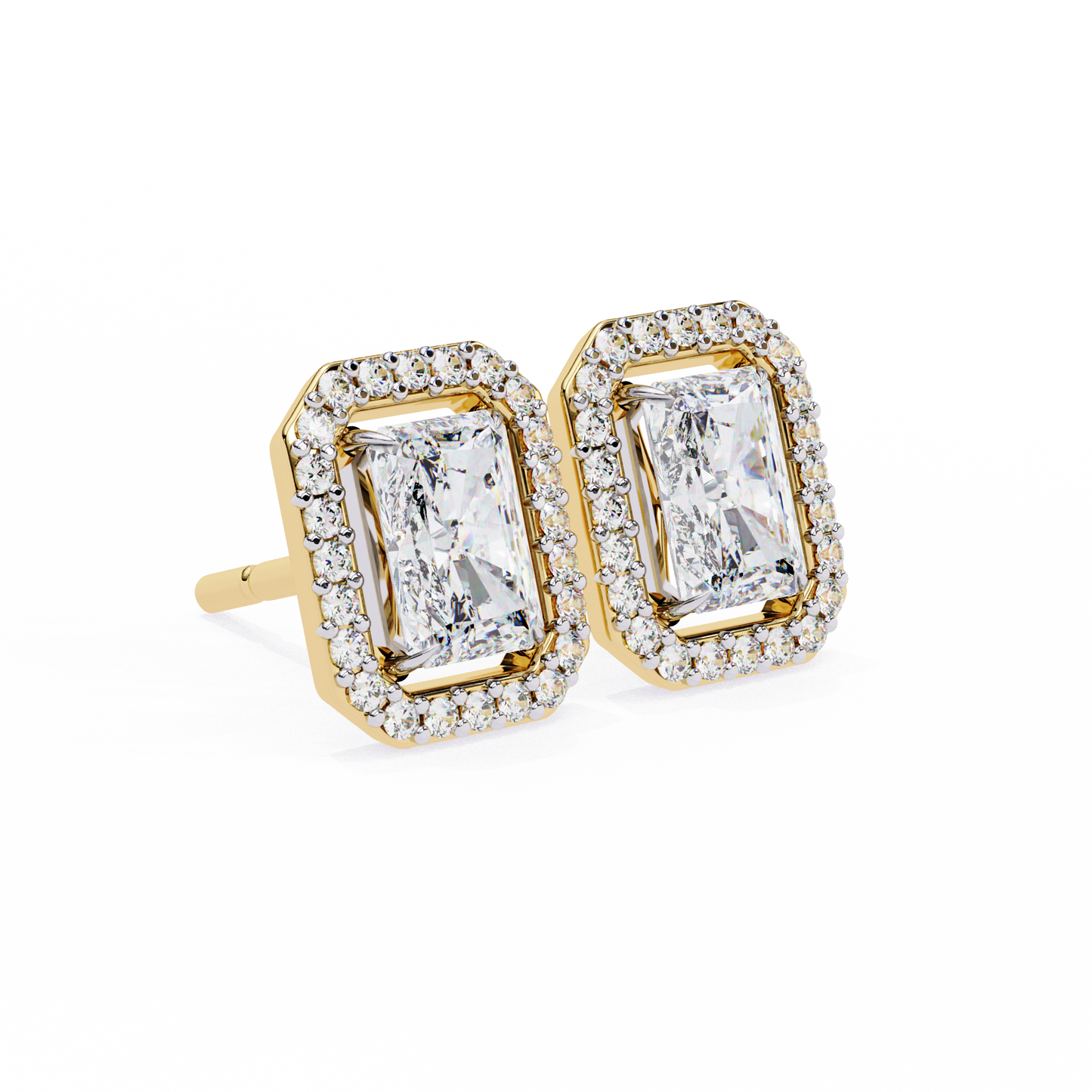 2.84 carat radiant cut diamond halo earrings – luxury fine jewelry