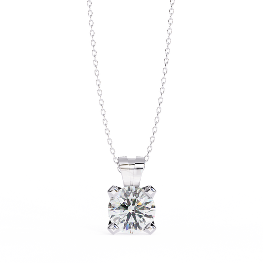 2.00 Carat Round Brilliant Cut Diamond Solitaire Pendant Necklace - Elegant Luxury Jewelry
